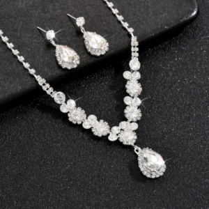 Luxury Women's Jewelry Set - Rhinestone Earrings & Necklace for Weddings & Parties